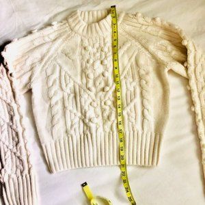 H&M Cable-Knit Wool-Blend White Bobble Sweater